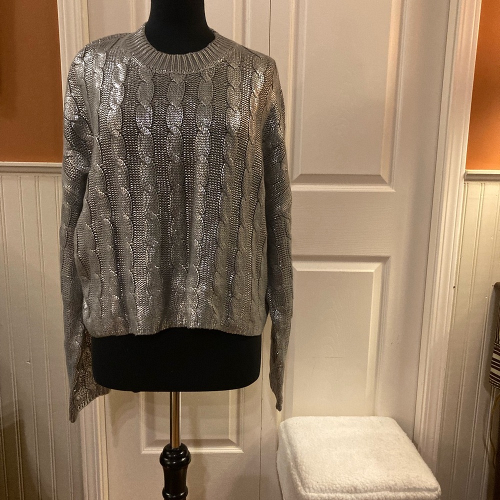 Moon & Madison Shimmering Silver Knit Top